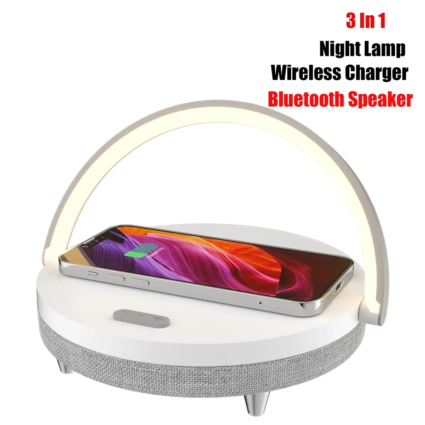 Multifuction Wireless Charger Bluetooth Speaker for Iphone 14 15 Wooden Table Lamp High Power Charging Light Speaker Bluetooth