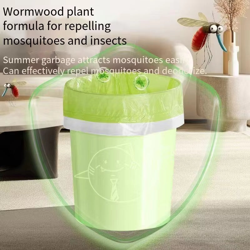 Household 100Pcs Trash Bags Drawstring Kitchen Mosquito and Insect Repellent Large Capacity Waste Bag Storage Simple Water-Proof