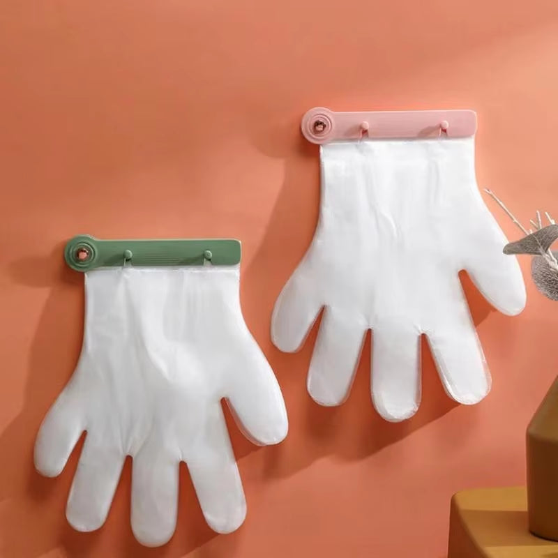 Kitchen Wall Mounted Disposable Gloves Dispenser Punch-Free Gloves Clip Cabinet Glove Storage Holder Kitchen Organizer