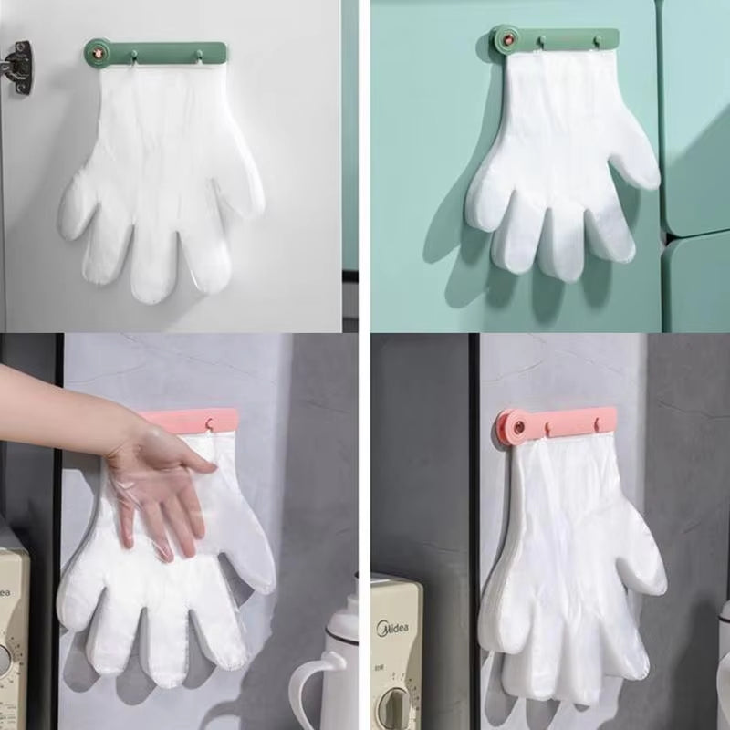 Kitchen Wall Mounted Disposable Gloves Dispenser Punch-Free Gloves Clip Cabinet Glove Storage Holder Kitchen Organizer