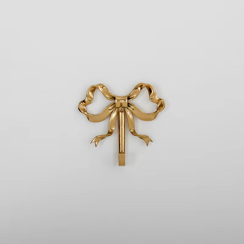 Nordic Retro Clothes Hook Coat Hook Bedroom Porch Bathroom Decoration Luxury Solid Brass Bow Shape Wall Hook