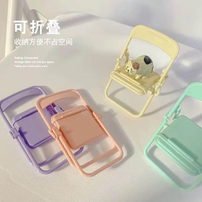 Foldable Lazy Mobile Phone Holder Cute Sweet Creative Desktop Mini Chair Stand Can Be Used as Decorative Ornaments