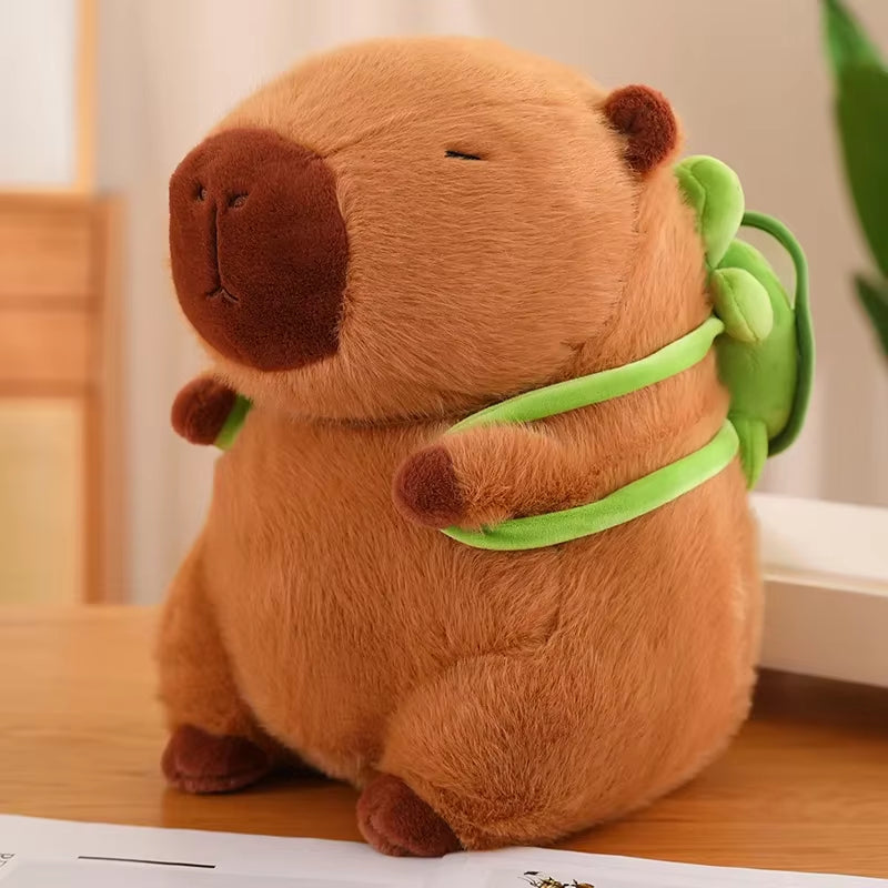 Capybara Plush Toy Simulation Capibara with Turtle Backpack Fluffy Doll Stuffed Animals Bubble Pendant Funny Christmas Gift Kids