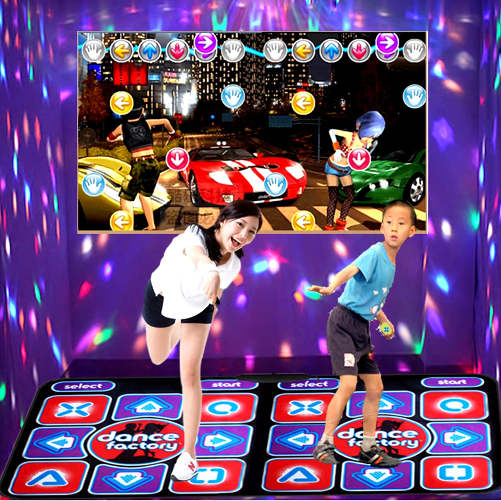 Double Dancing Mat Double User Wired Dance Mat Family Music Game Mat Non-Slip with 2 Remote Controller Multi-Function for PC TV