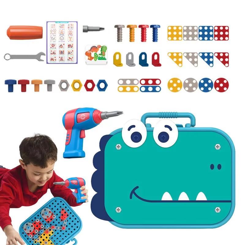 351Pcs/211Pcs Children DIY Tool Toys Set Electric Drill Screw Nuts 3D Puzzle Toy Pretend Play Tool Kits 2D/3D Educational Toy