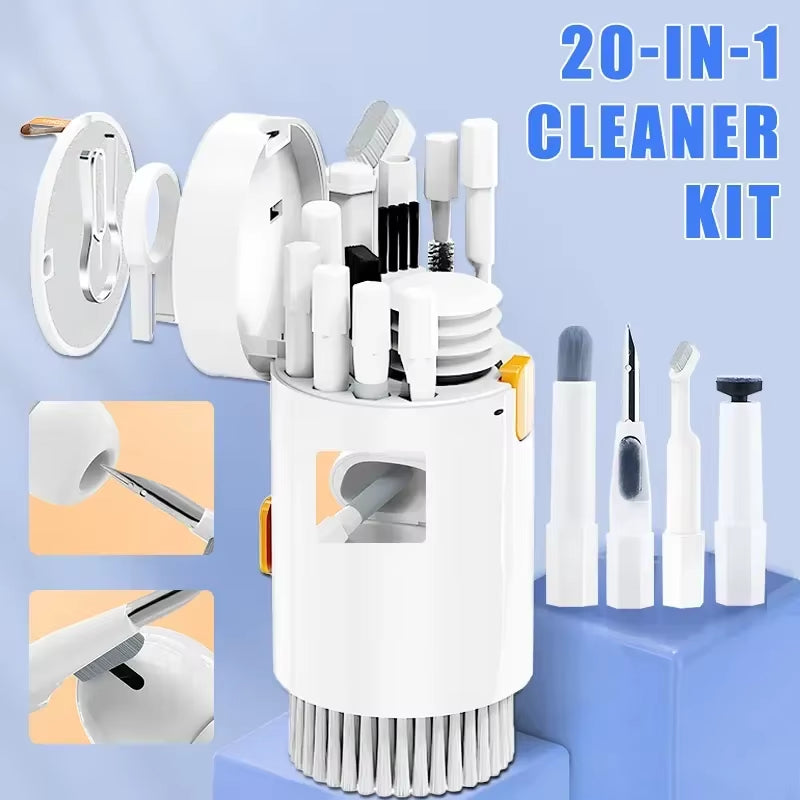 20-In-1 Cleaner Kit Earphones Cleaning Pen Screen Cleaning Tools Computer Keyboard Brush Keycap Puller Multifunctional Brush Kit