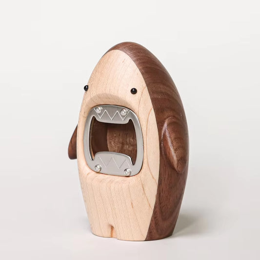 Creative Wooden Shark Ornament Beer Bottle Opener Statue Portable Corkscrew Wine Soda Cap Remover Tool for Party Home Decoration