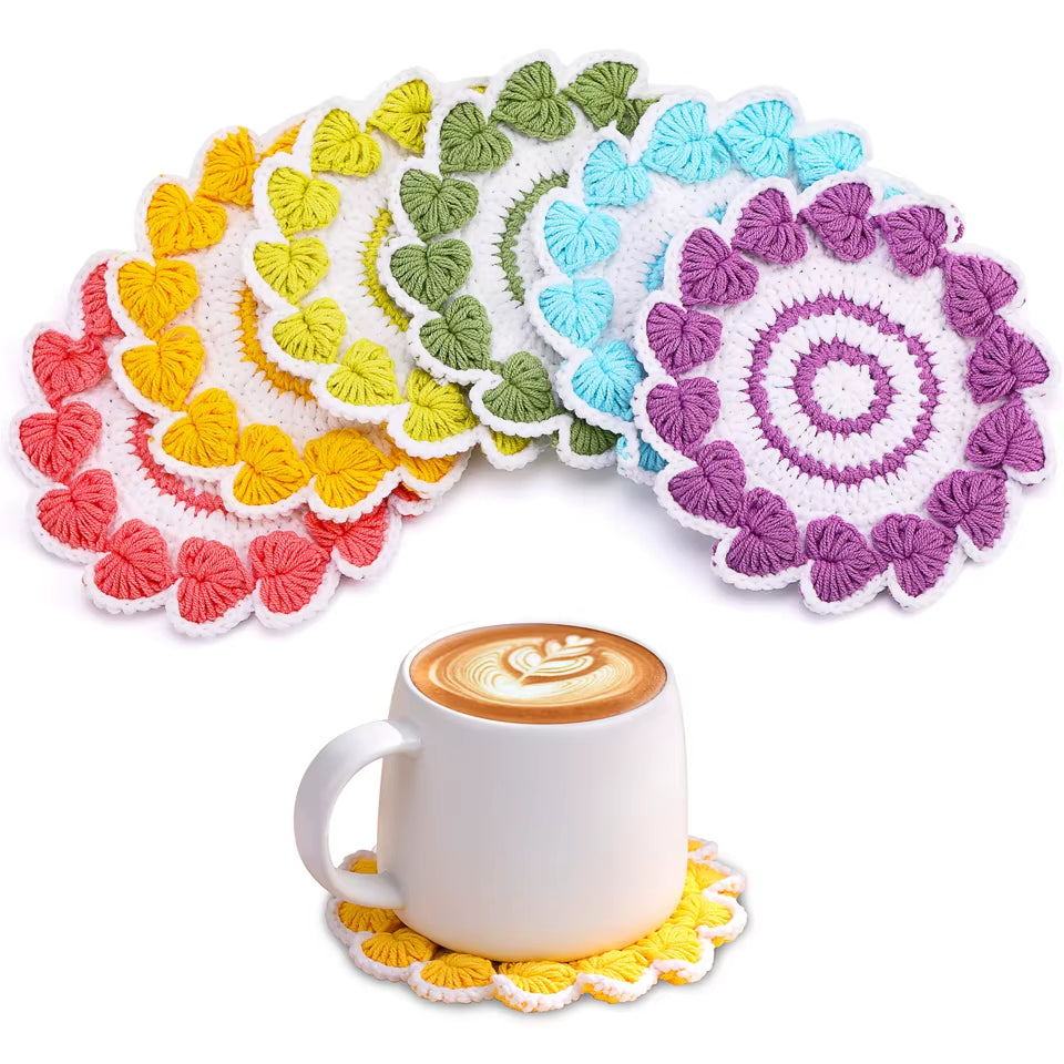 Coaster Crochet Kit for Beginners with Instruction Knitting Yarn Thread Needles Hook Easy Knit Accessories Set DIY Craft