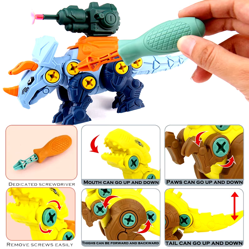 3 In1 DIY Screwing Dinosaurs Baby Toys for 3 Years Old Assembly Nuts Model Sets Safe Blocks Early Educational Toddler for Kids