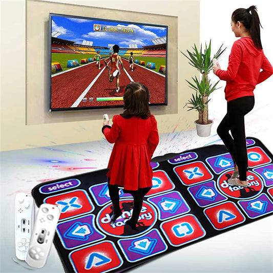 Double Dancing Mat Double User Wired Dance Mat Family Music Game Mat Non-Slip with 2 Remote Controller Multi-Function for PC TV