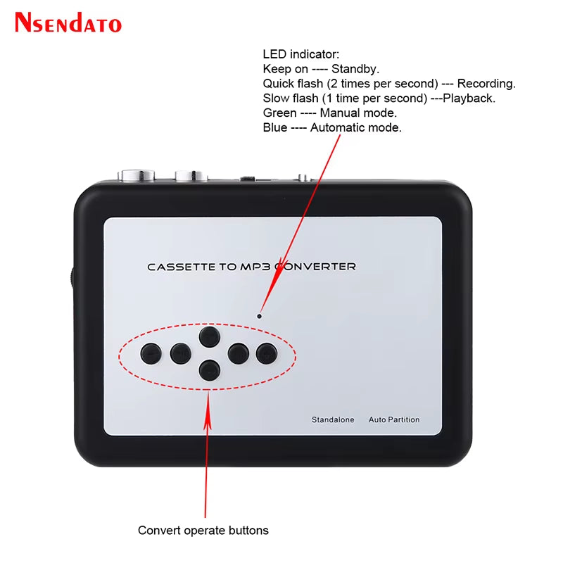 Ezcap 231 USB Cassette Tape Music Audio Player to MP3 Converter Tapes Cassette Player Recorder save MP3 File to USB Flash/Usb