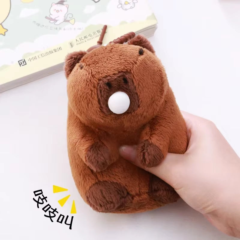 Capybara Plush Toy Simulation Capibara with Turtle Backpack Fluffy Doll Stuffed Animals Bubble Pendant Funny Christmas Gift Kids