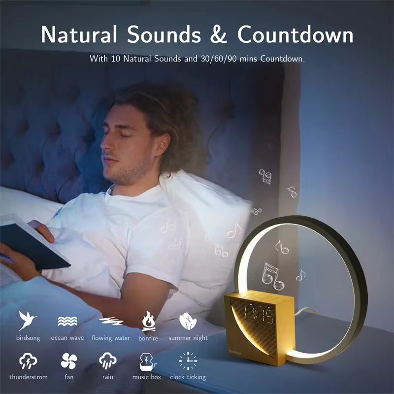 Bedside Lamp Touch Table Lamp Night Lights with Natural Sounds Desk Lamp with Alarm Clock Touch Control 3 Levels Brightness