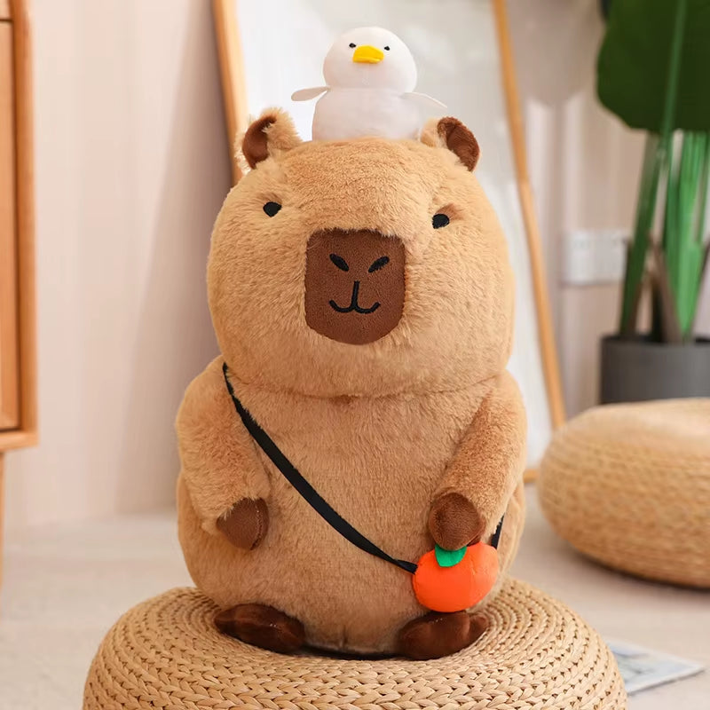 Capybara Plush Toy Simulation Capibara with Turtle Backpack Fluffy Doll Stuffed Animals Bubble Pendant Funny Christmas Gift Kids