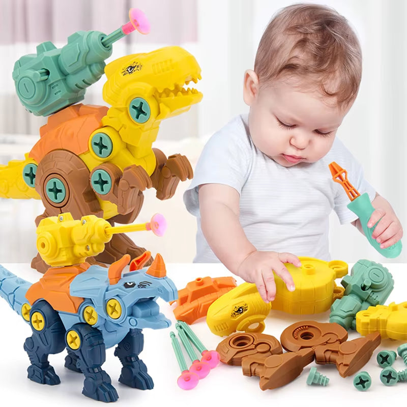 3 In1 DIY Screwing Dinosaurs Baby Toys for 3 Years Old Assembly Nuts Model Sets Safe Blocks Early Educational Toddler for Kids