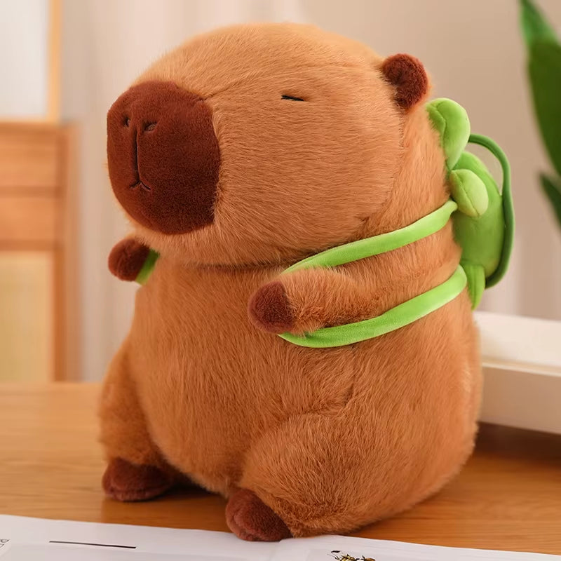 Capybara Plush Toy Simulation Capibara with Turtle Backpack Fluffy Doll Stuffed Animals Bubble Pendant Funny Christmas Gift Kids