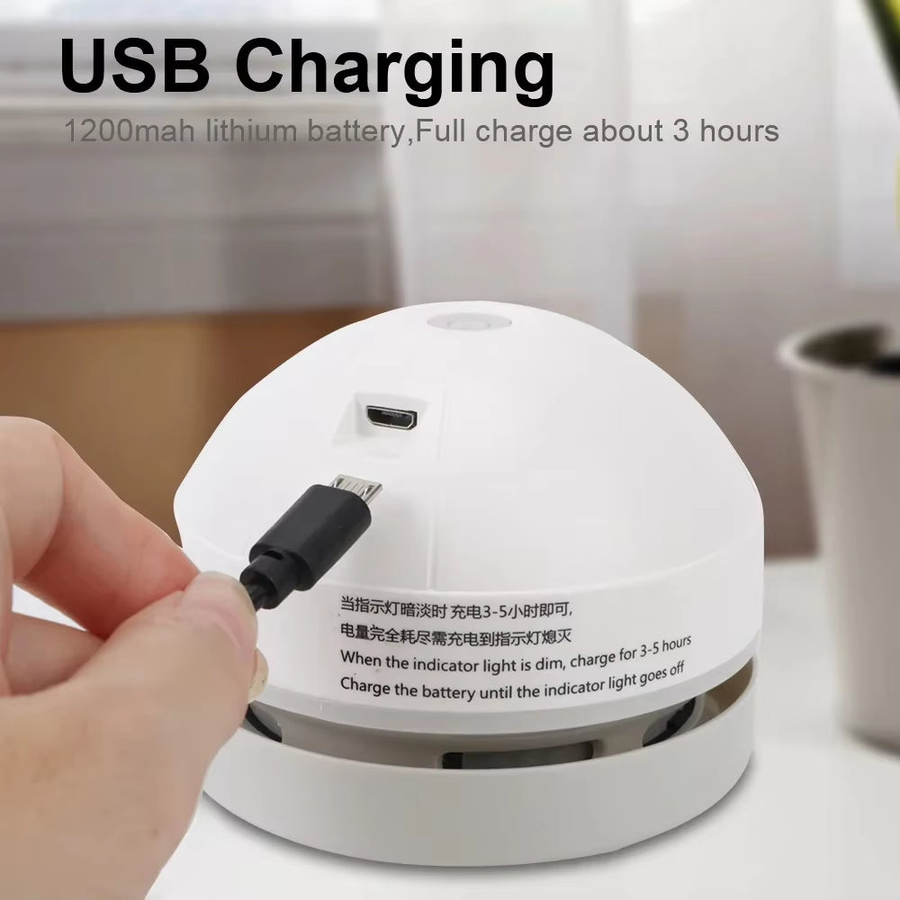 Desk Dust Vacuum with Clean Brush USB Charging for Home Office Table Sweeper Desktop Cleaner Mini Vacuum Cleaner