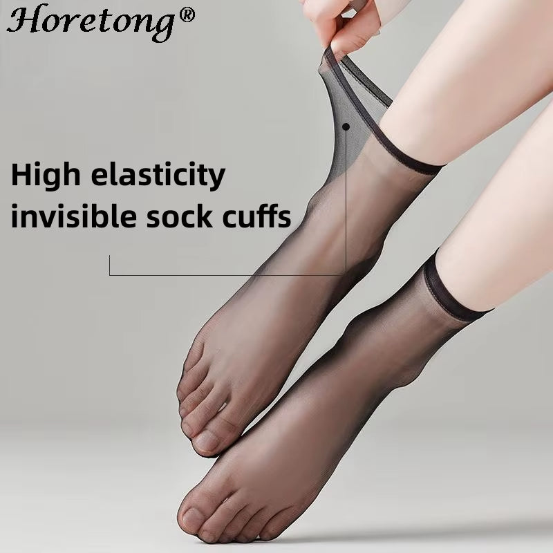 10 Pairs and 5 Pairs Summer Ultra Thin Middle Tube Socks Transparent Silicone Non-Slip Invisible Socks for Women 2024