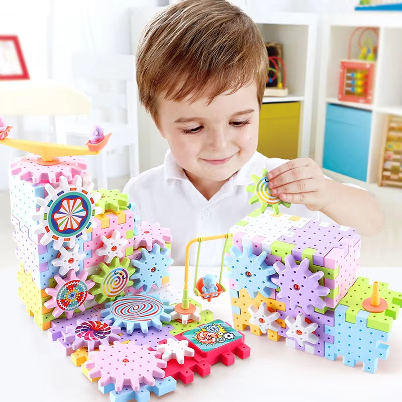 Hot 83-263 PCS Electric Gears 3D Puzzle Model Building Kits Plastic Brick Blocks Educational Toys for Kids Children Xmas Gifts