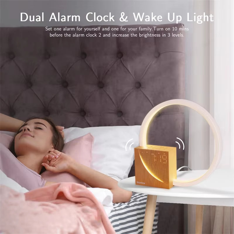 Bedside Lamp Touch Table Lamp Night Lights with Natural Sounds Desk Lamp with Alarm Clock Touch Control 3 Levels Brightness